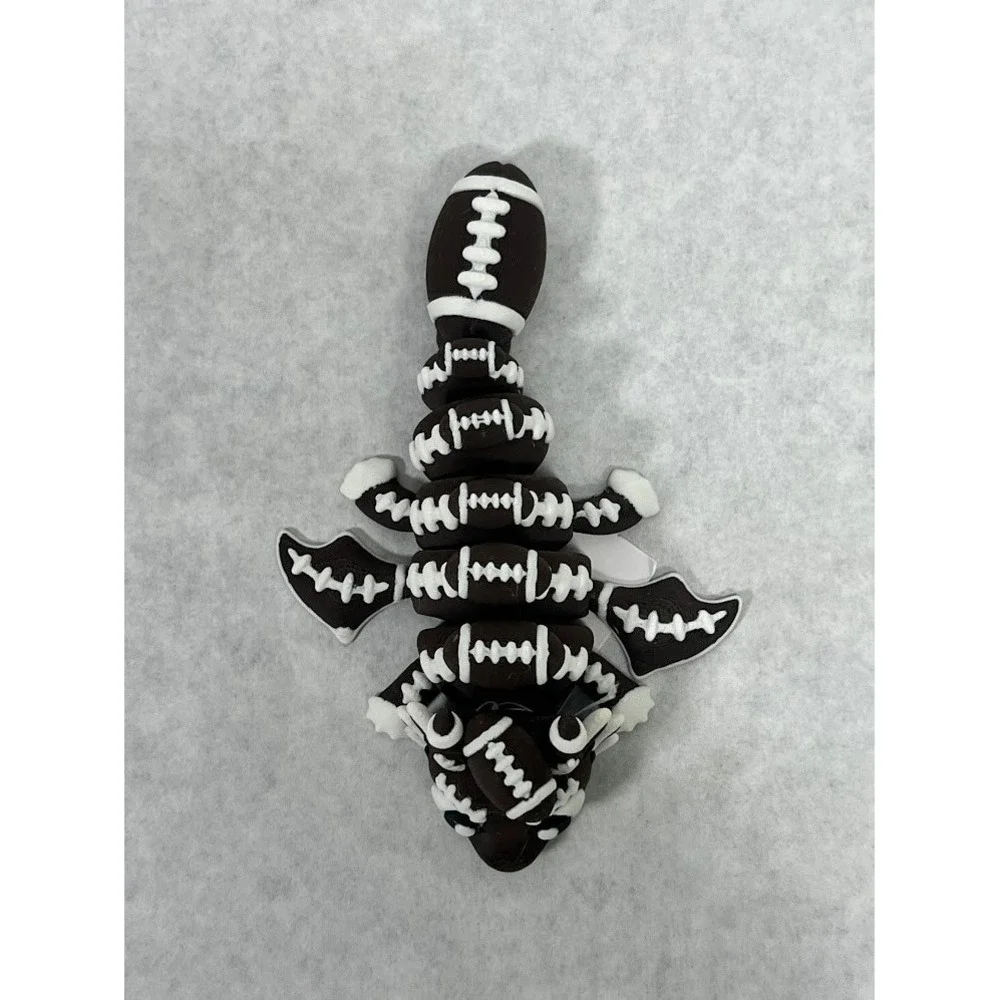 Cylix 3D Football Dragon Articulated Fidget Toy Brown White Sports Collectible